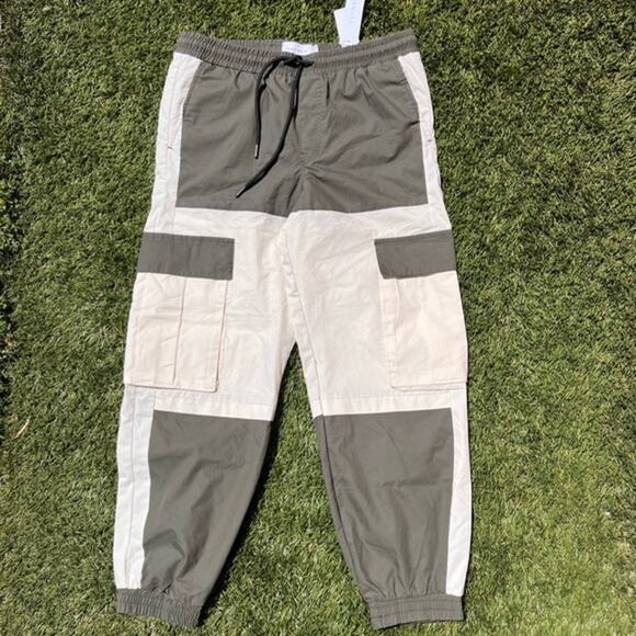 Topman Utility Canvas Joggers Unisex Two Toned Colorblock Y2K Cargo Pants 32 - Picture 1 of 9